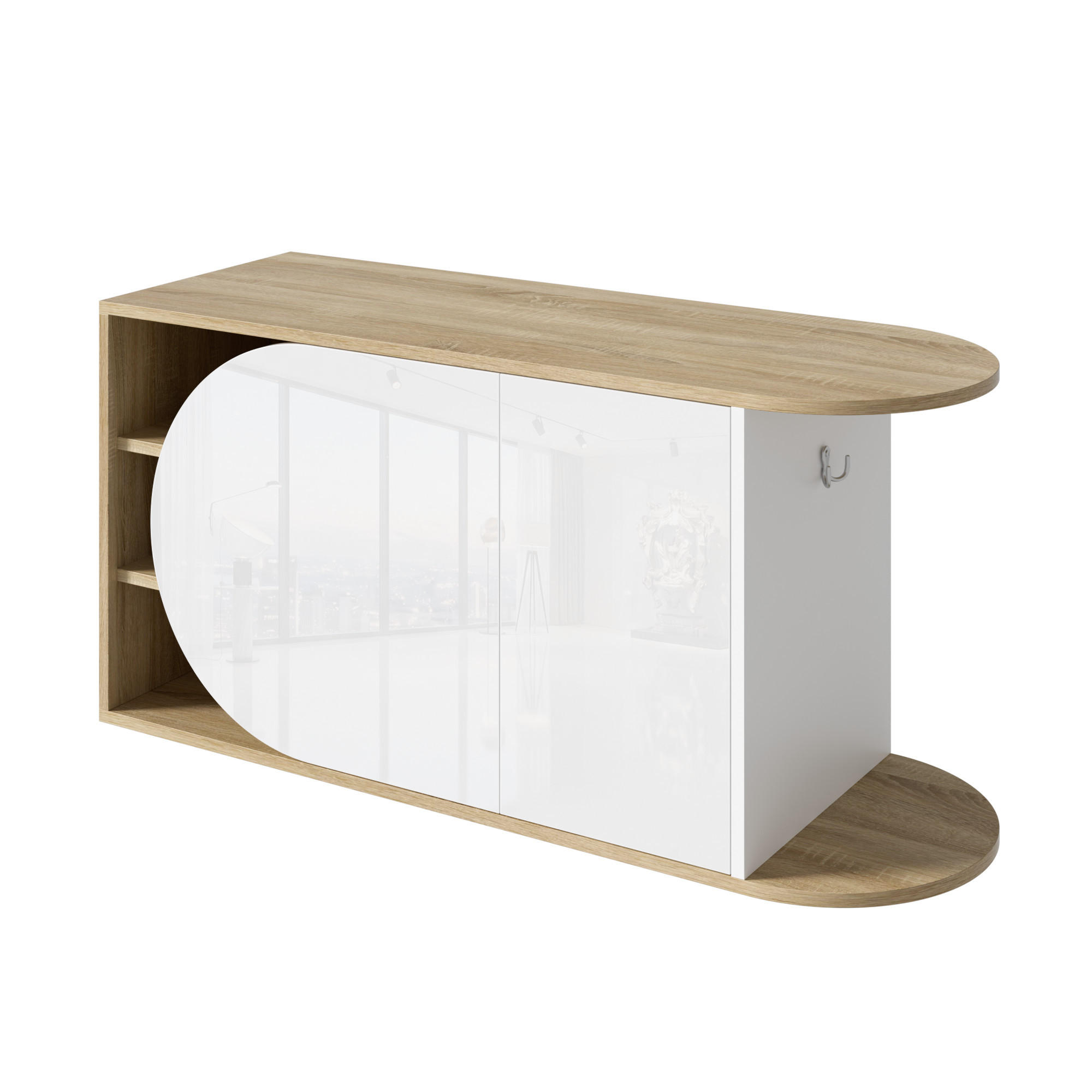 SCHUHSCHRANK DE-37957 mit 2 Türen und Push-to-Open Weiß/Holzfarbe - Weiß/Naturfarben, Holzwerkstoff (104/50/37cm) - ComfortXL