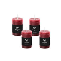 STUMPENKERZE Rustik Bordeaux 100 x 68 mm, 4er Adventskerzen-Set - Bordeaux, Paraffin (10cm) - Wiedemann Kerzen