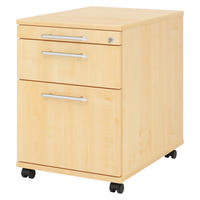 ROLLCONTAINER - mit Hängeregistratur 58/42,8/59 cm in Ahornfarben Relinggriff (Kunststoff) - Ahornfarben, Holzwerkstoff (42.8/59/58cm) - bümö