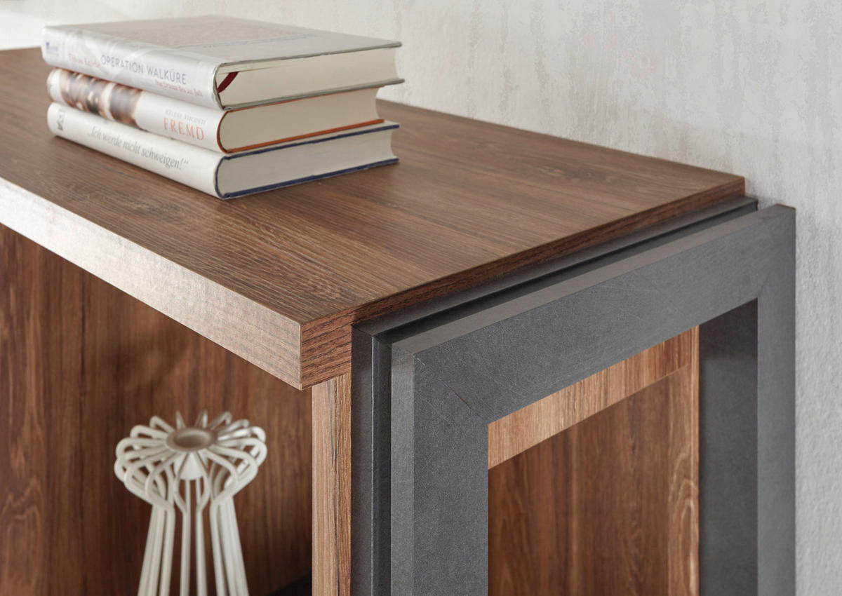 SEKRETÄR Eiche Stirling, Matera grau, Schreibtisch 90 x 127 cm - Eichefarben/Silberfarben, Holzwerkstoff/Metall (22/90/127cm) - Furn.Design