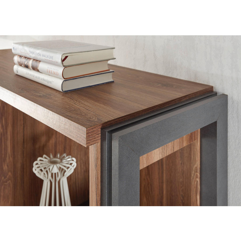 Thumbnail - Furn.Design Wohnwand, Eiche, Grau, Metall, Nachbildung,Eiche, 4 Schubladen, Kufe, 360x170x39 cm, FSC 100%, Wohnzimmer, W...