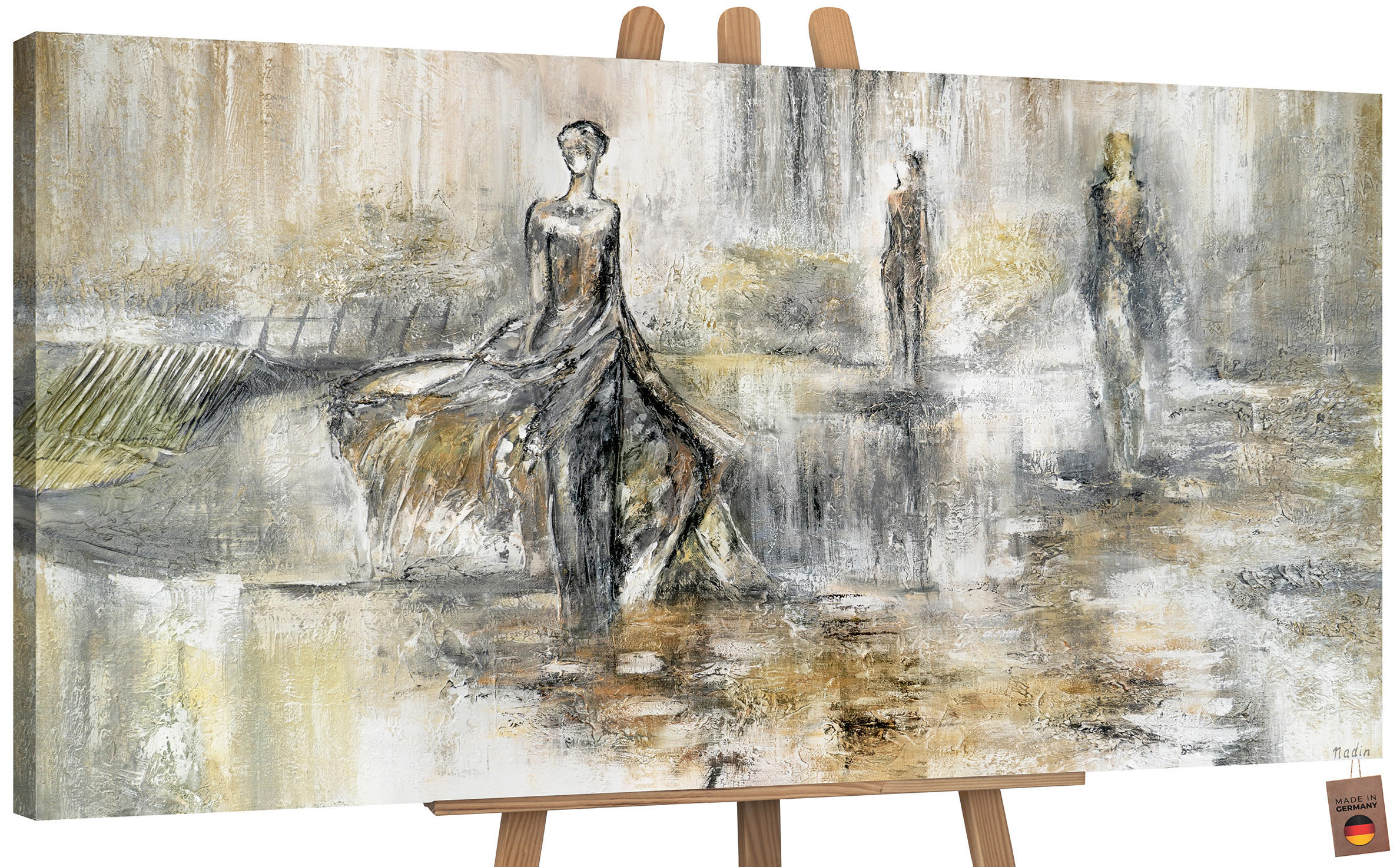 YS-art gallery Gemälde Ecru 100x50 cm