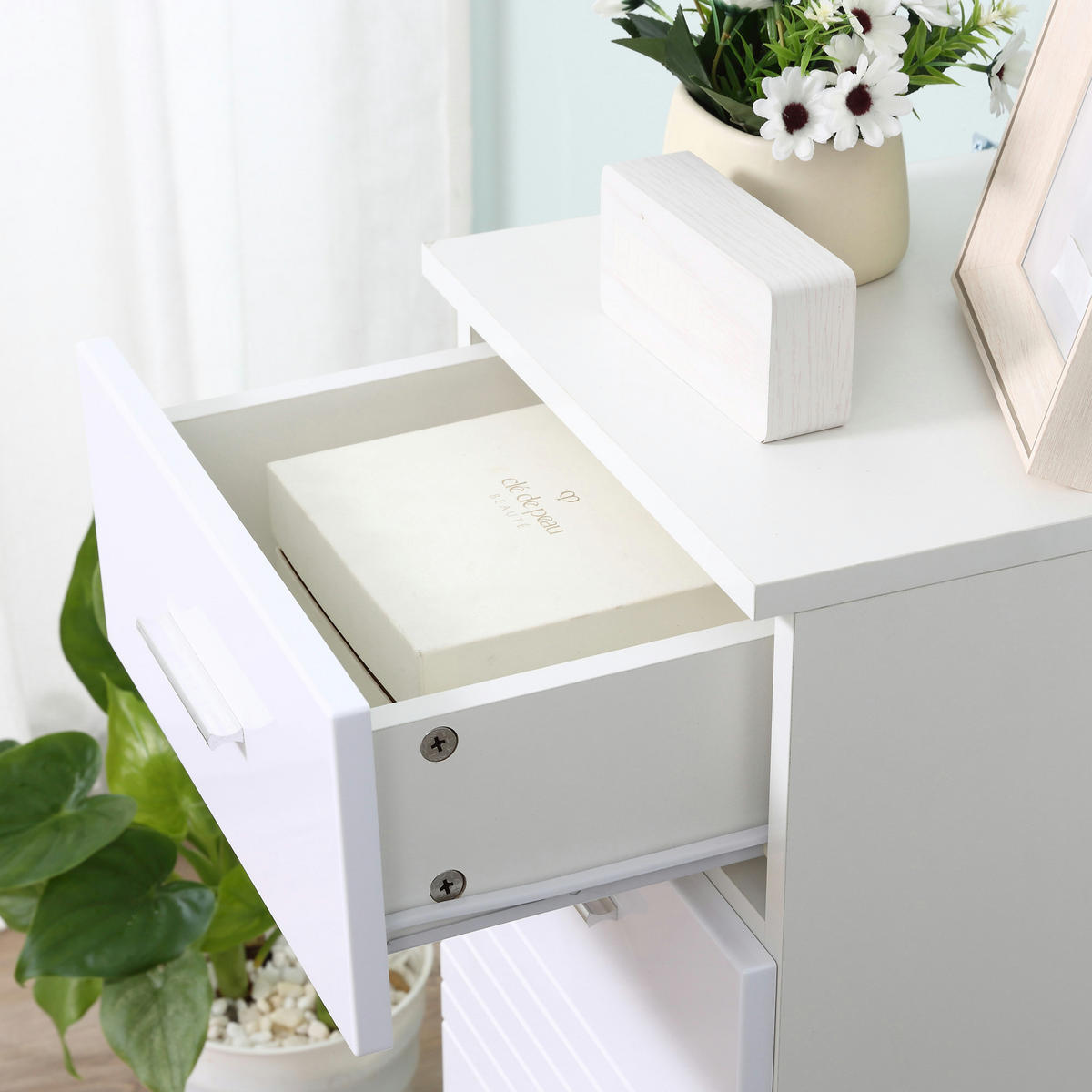 MIDISCHRANK DE-17361 mit Tür, Schublade & verstellbarem Regal Weiß - Weiß, Holzwerkstoff (30/77.5/35cm) - ComfortXL
