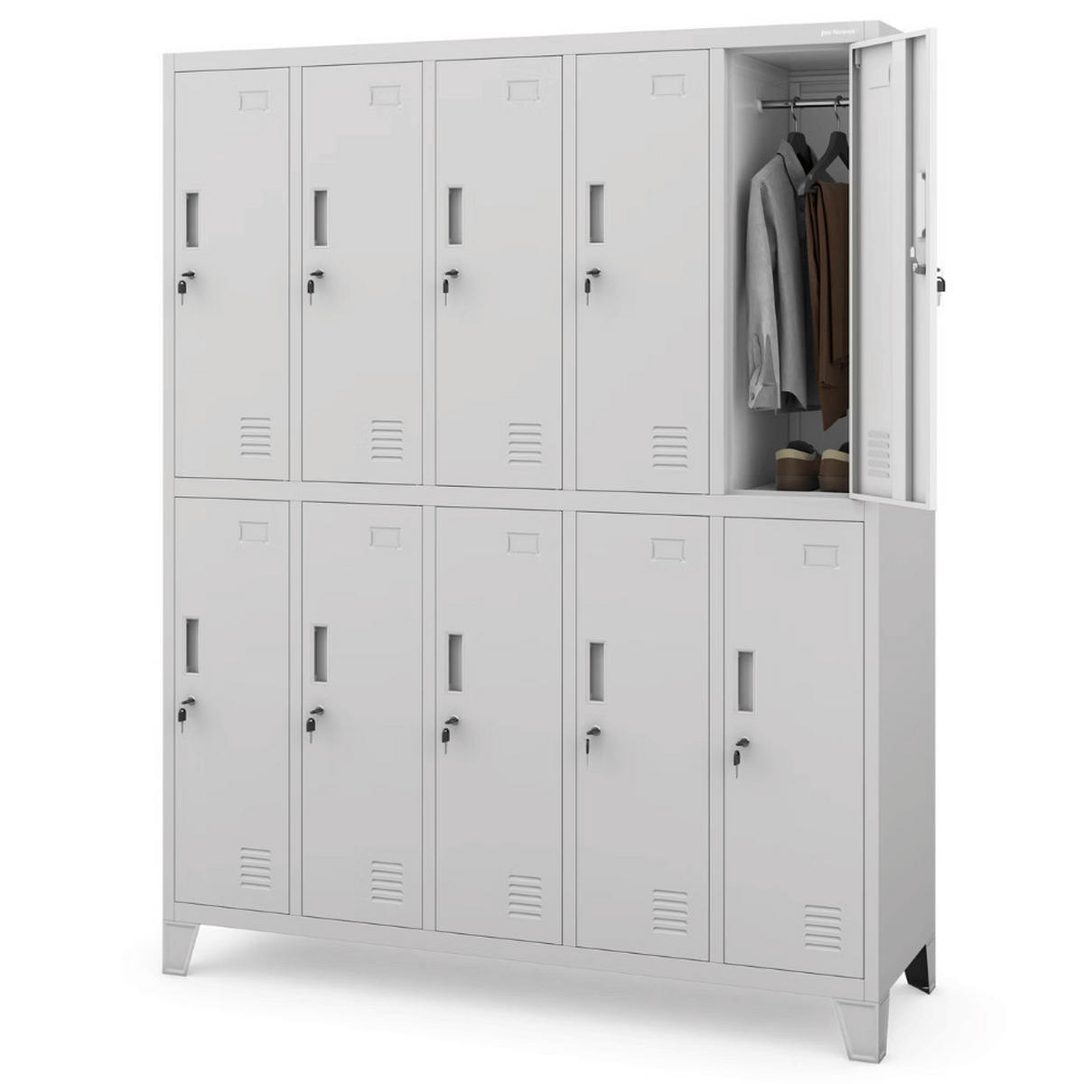 UMKLEIDESCHRANK Spind BERLIN 10 Abteile 172x136x45cm Grau - Grau, Metall (136/172/45cm) - DELUKE