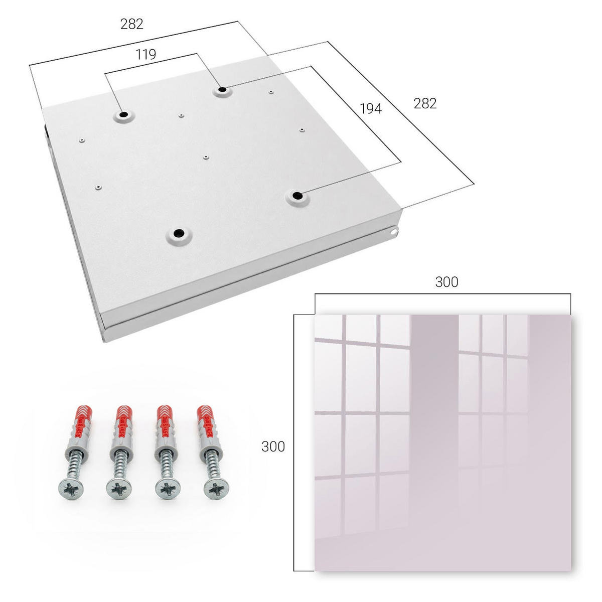 SCHLÜSSELBOX Weiß 30x30 cm – Türöffnung nach rechts - Helllila - Flieder, Metall (30/30/5cm) - TULUP