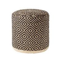 SITZPOUF rund mit Ethno-Muster, 40/40/45 cm - Schwarz, Textil (45/40/45cm) - Homescapes