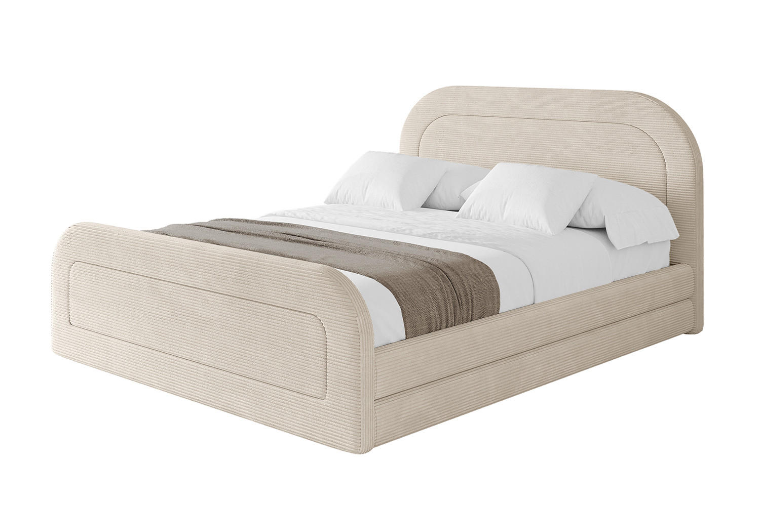 POLSTERBETT mit Bettkasten, Fußteil und Lattenrost, Boxbett mit Matratze H3/H4 - LERIS-Z 120x200 Beige - Creme, Holzwerkstoff/Textil (120/200cm) - ALTDECOR
