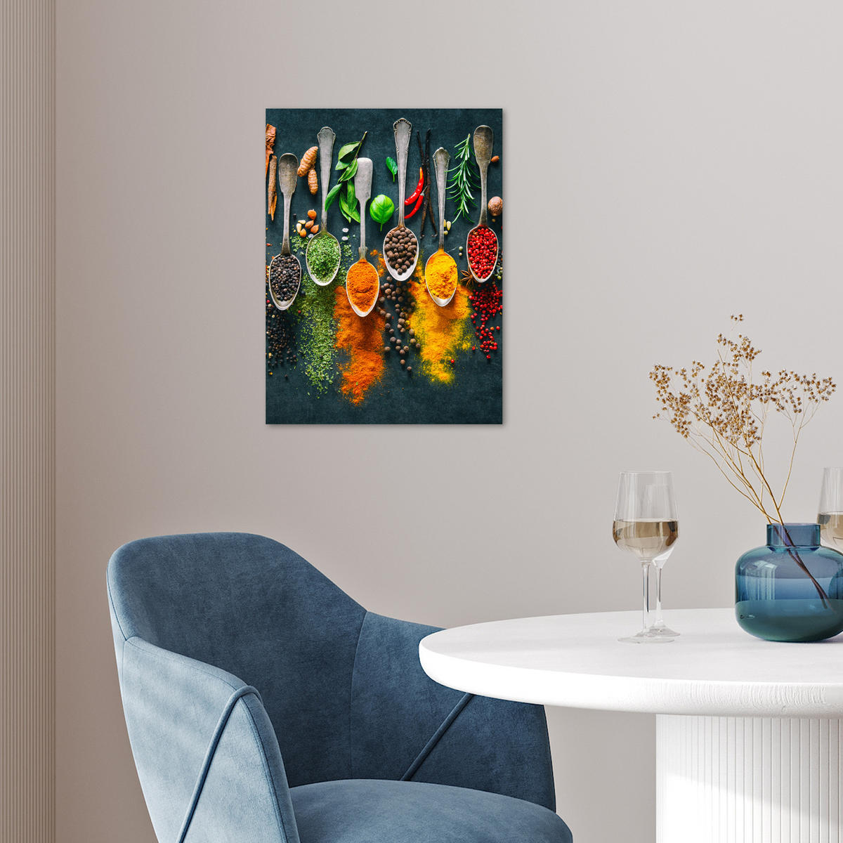 POSTER Kräuter - Gewürze - Löffel 30x40 cm - Currygelb, Papier (30/40/0.1cm) - MuchoWow