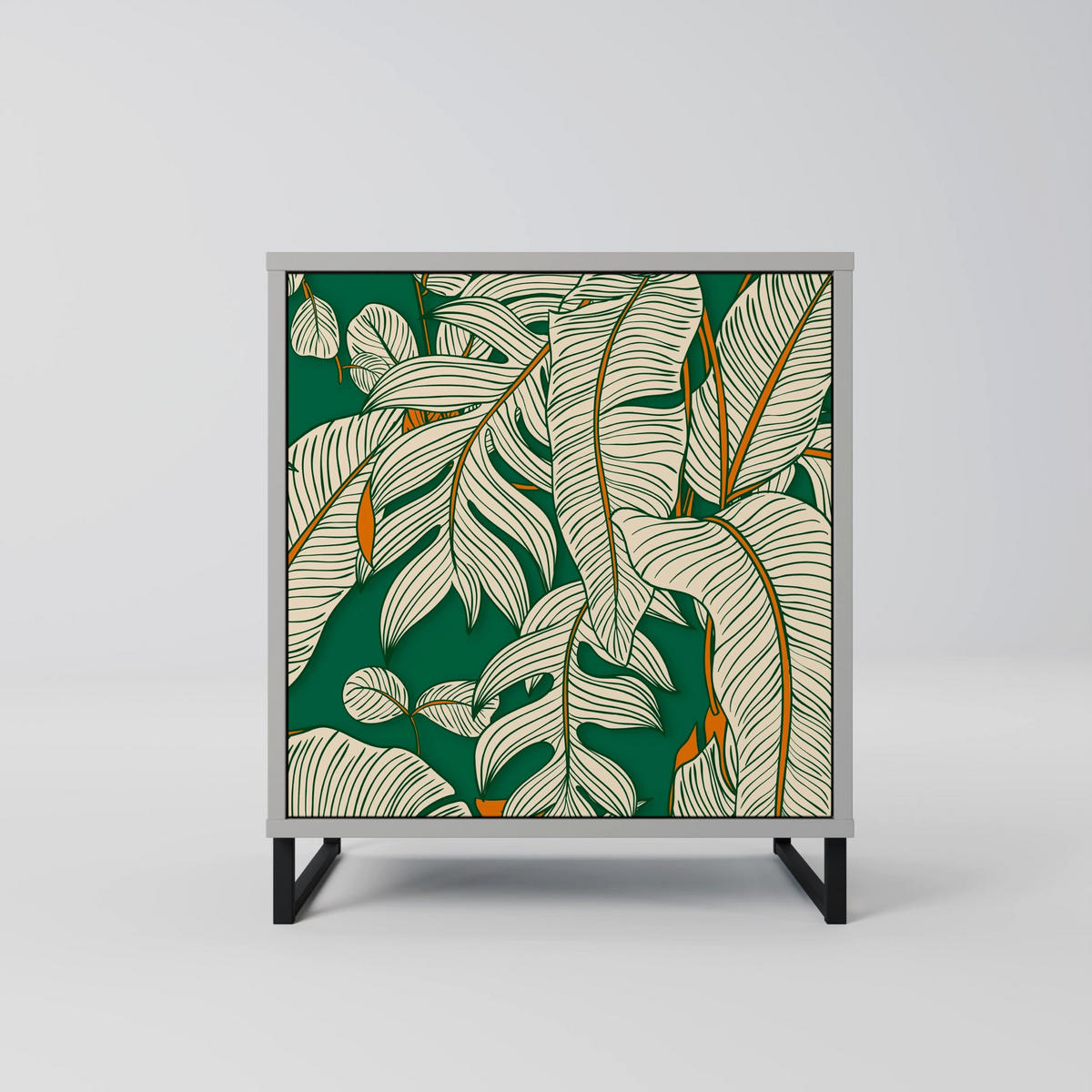 SIDEBOARD VERDANT PLEASURES, Grau, 57,5x42x67,5 cm, Schwarze Metall-Rahmenfüße - Multicolor/Schwarz, Holzwerkstoff/Metall (57.5/67.5/42cm) - SpaceRebels