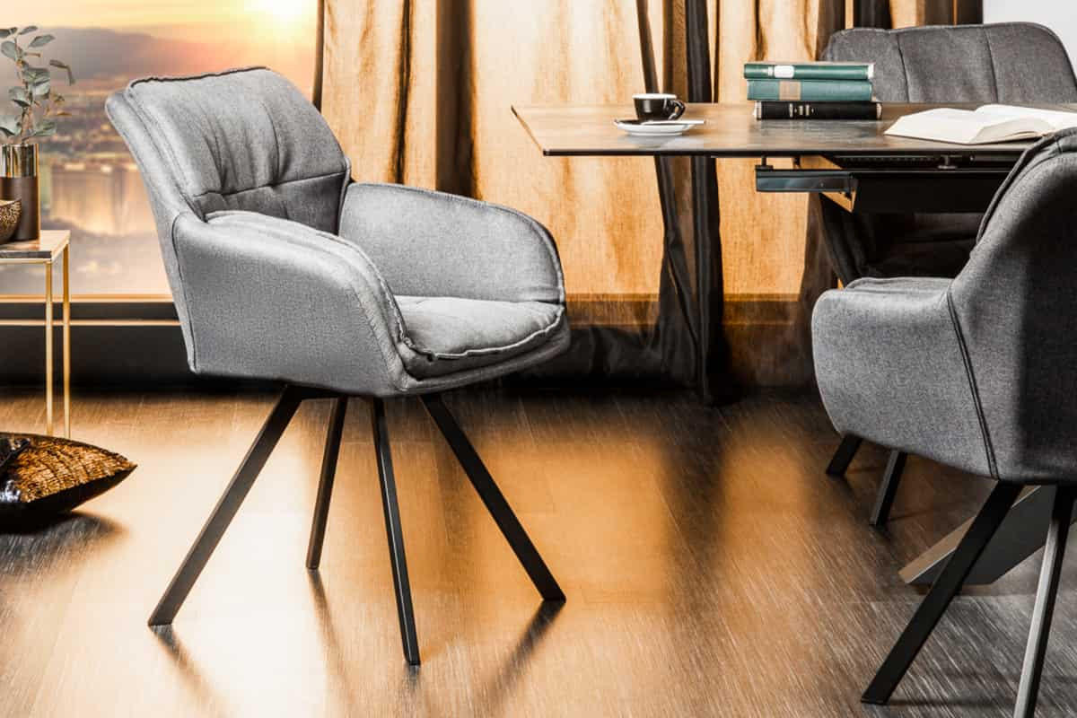 STUHL MR. LOUNGER Strukturstoff Grau 85 cm - Schwarz/Grau, Naturmaterialien/Textil (63/85/62cm) - riess-ambiente