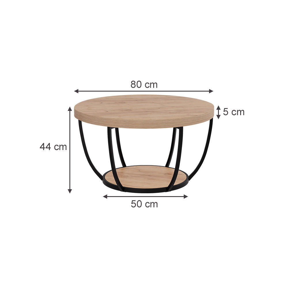 COUCHTISCH Arvina Goldkraft Eiche 80 x 80 cm - Honigeiche, Holzwerkstoff (80/80/44cm) - Vicco