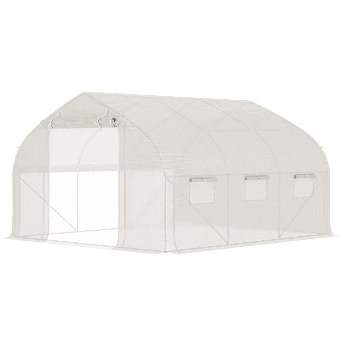 GEWÄCHSHAUS DE-11988 10,4 m² mit Tür & 7 Fenstern Weiß - Weiß, Kunststoff (300/200/347cm) - ComfortXL