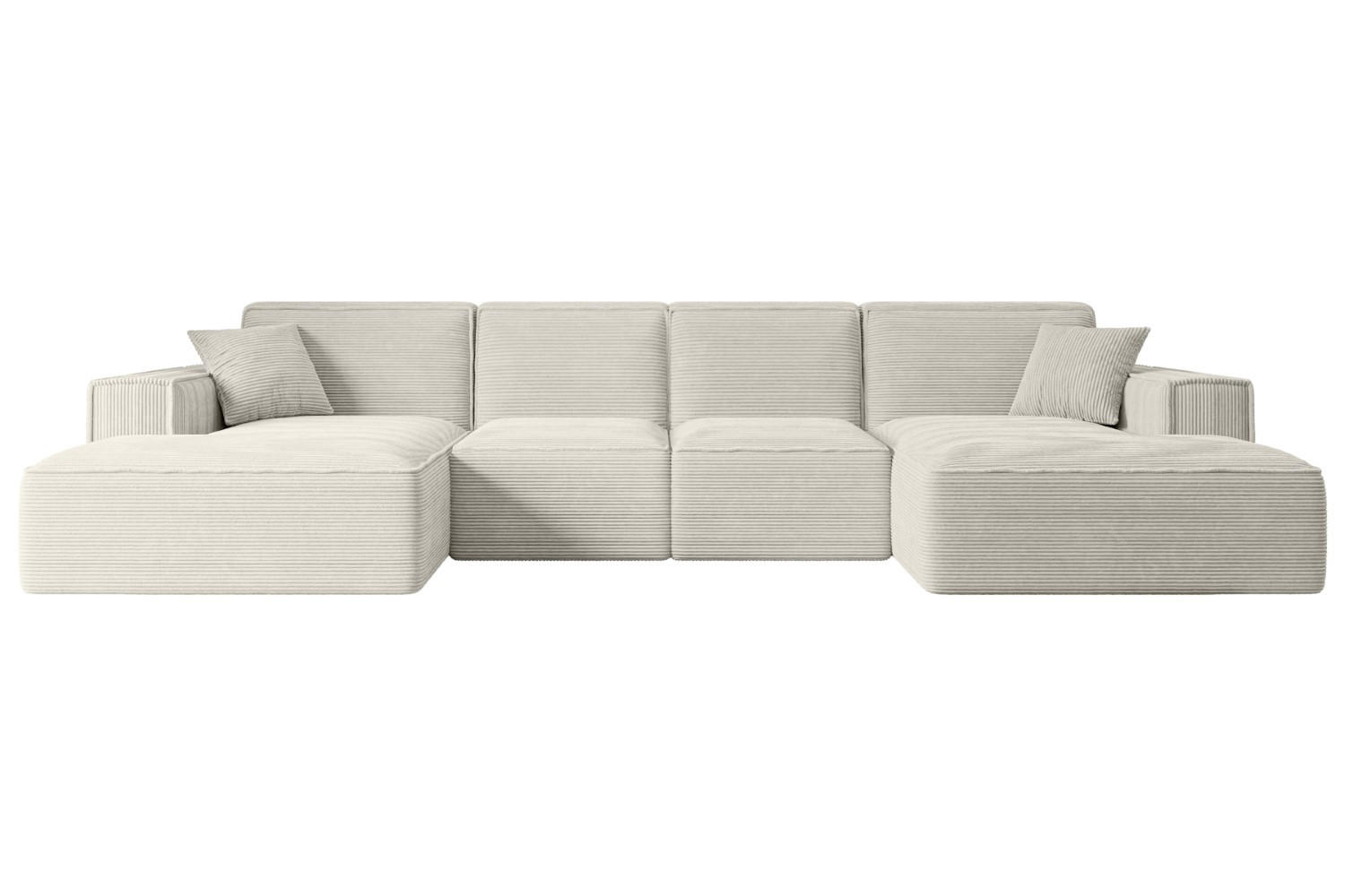 WOHNLANDSCHAFT SIERRA-U - 344x165x73 cm Hellgrau Cord - Hellgrau/Schwarz, Holzwerkstoff/Kunststoff (344/73/165cm) - ALTDECOR