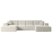 WOHNLANDSCHAFT SIERRA-U - 344x165x73 cm Hellgrau Cord - Hellgrau/Schwarz, Holzwerkstoff/Kunststoff (344/73/165cm) - ALTDECOR