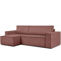 ECKSOFA-LINKS/RECHTS NAPI Schlaffunktion mit Cordbezug, Rosa - Pink/Schwarz, Textil (262/148cm) - KONSIMO®