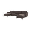 WOHNLANDSCHAFT Elou Braun - Khaki Luxusmicrofaser - Chromfarben/Dunkelbraun, Textil/Metall (349/87/167cm) - S-Style Möbel