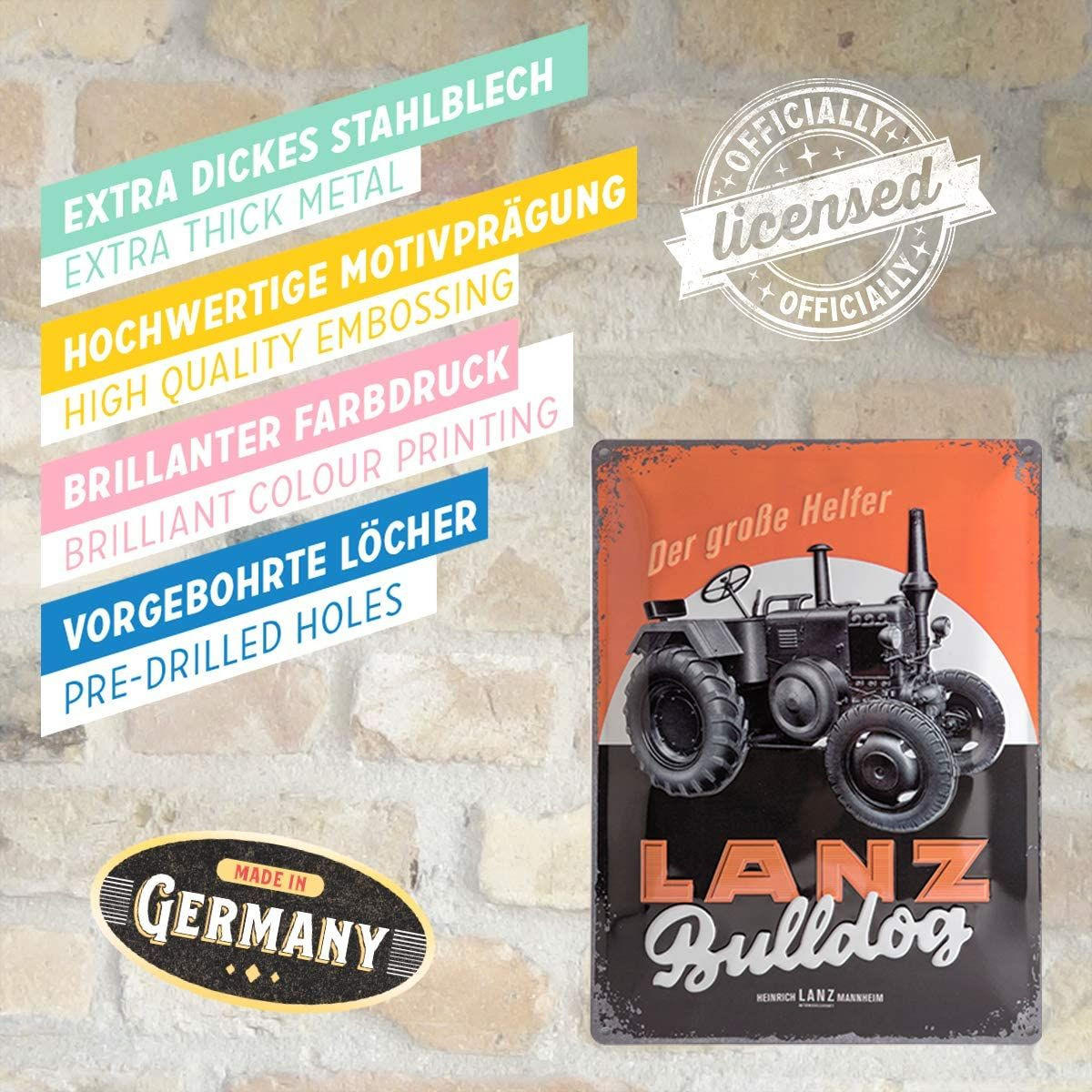 BLECHSCHILD 30/40 cm Lanz Bulldog - Multicolor, Metall (30/40/0.2cm) - Nostalgic-Art