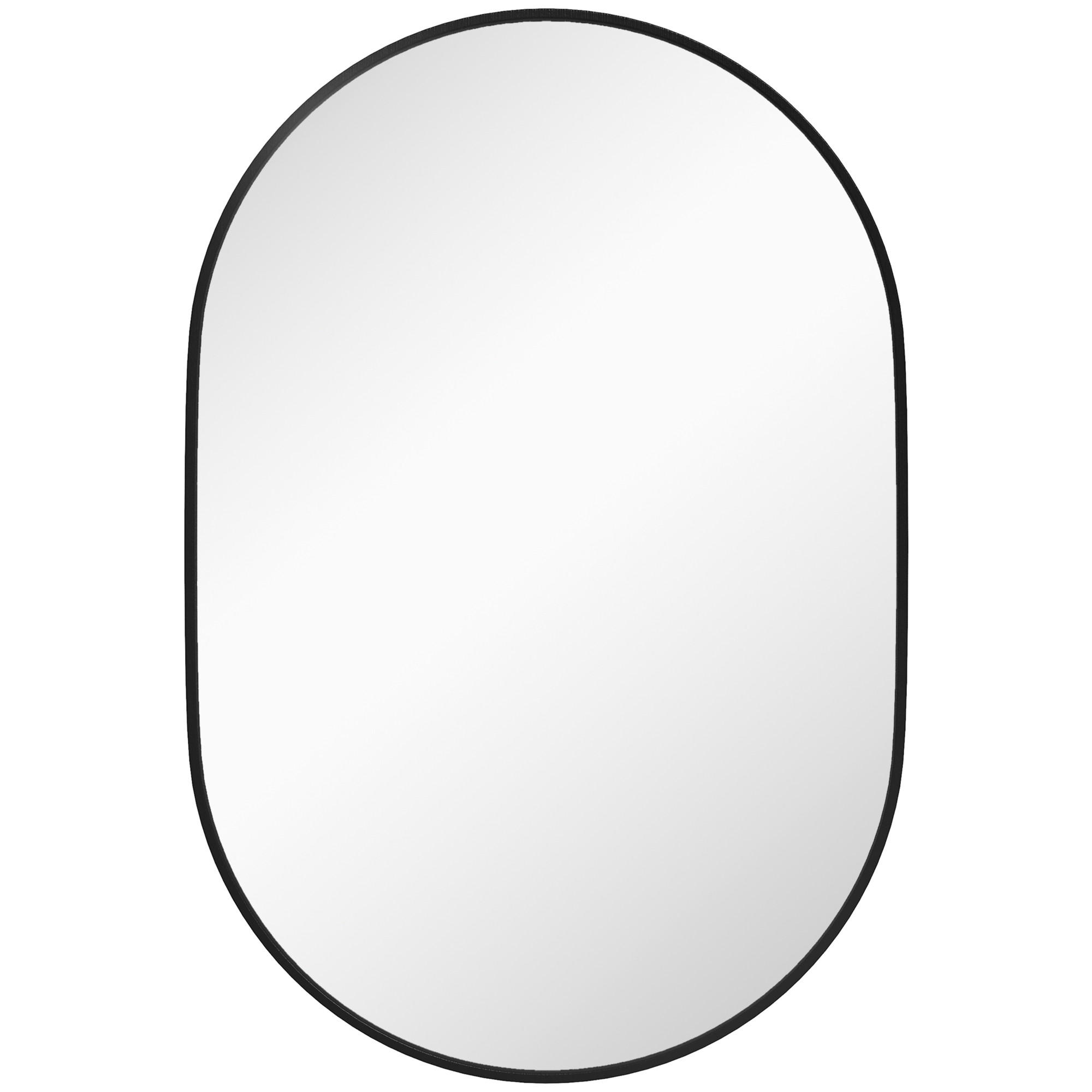 BADEZIMMERSPIEGEL DE-15188 oval 60/90 cm, 2-in-1 Montage Schwarz - Schwarz, Metall (3/60/90cm) - ComfortXL