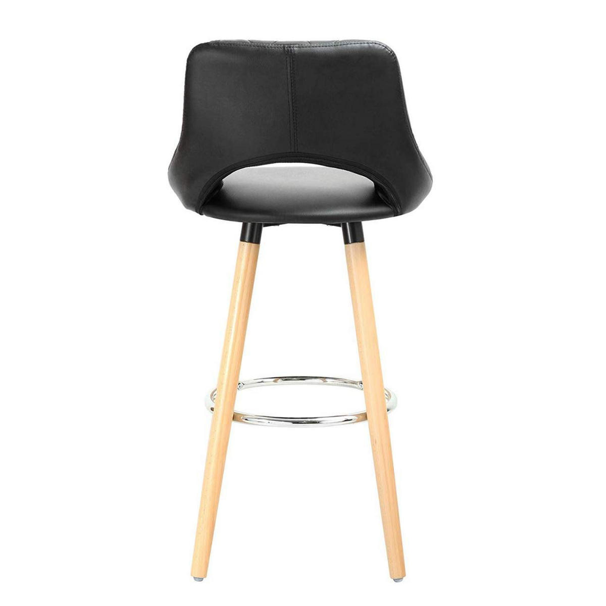 BARHOCKER 2er Set, aus Kunstleder, Holzgestell, Schwarz - Buchefarben/Schwarz, Holz/Textil (43/91/43cm) - Woltu