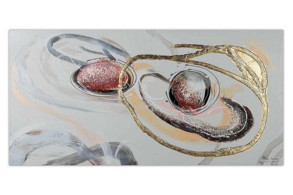 OLEJOMAĽBA 120/60 cm, Zvieratá - biela/zlatá, drevo/textil (120/60cm) - KUNSTLOFT