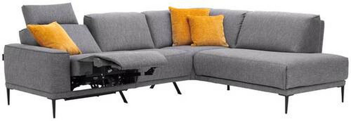 ECKSOFA in Flachgewebe Graphitfarben  - Schwarz/Graphitfarben, Design, Textil/Metall (260/210cm) - Johann Jakob