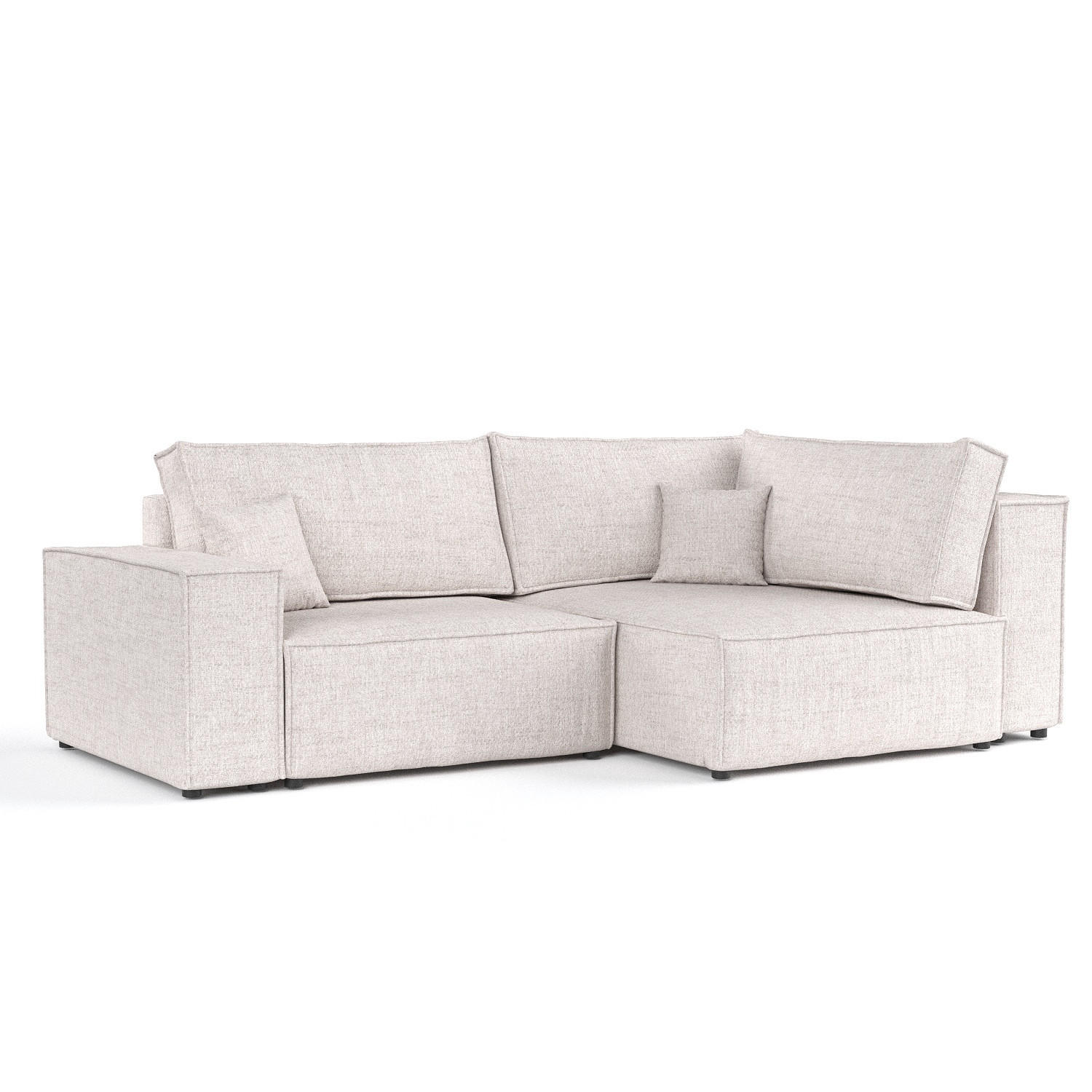 ECKSOFA AVION mit Schlaffunktion Hellbeige im Neve Stoff - Sandfarben/Schwarz, Holz/Holzwerkstoff (253/148cm) - AltaBeds