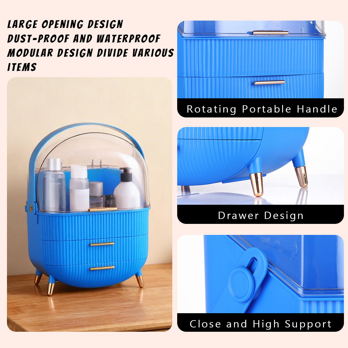 KOSMETIK ORGANIZER Liora 29/19/38 cm - Dunkelblau, Kunststoff (19/38/29cm) - ZMH