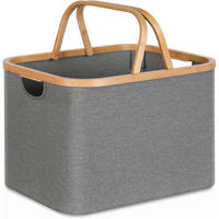 WÄSCHEKORB Bambus Stoff Grau 43 Liter - Grau, Naturmaterialien (30/44/33cm)
