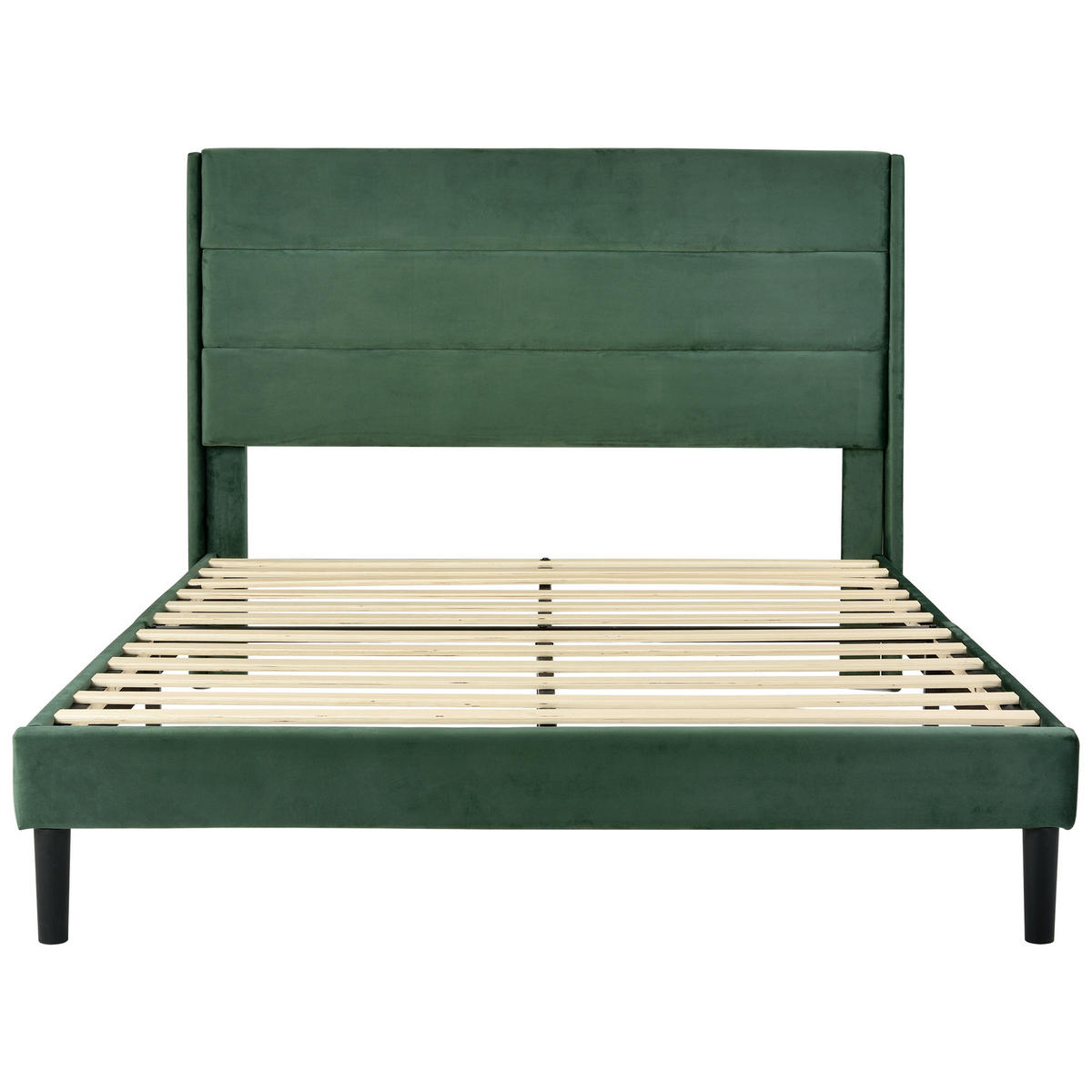 POLSTERBETT 140/200 cm Dunkelgrün mit gepolstertem Kopfteil und Lattenrost - Grün, Textil (140/200cm) - OKWISH