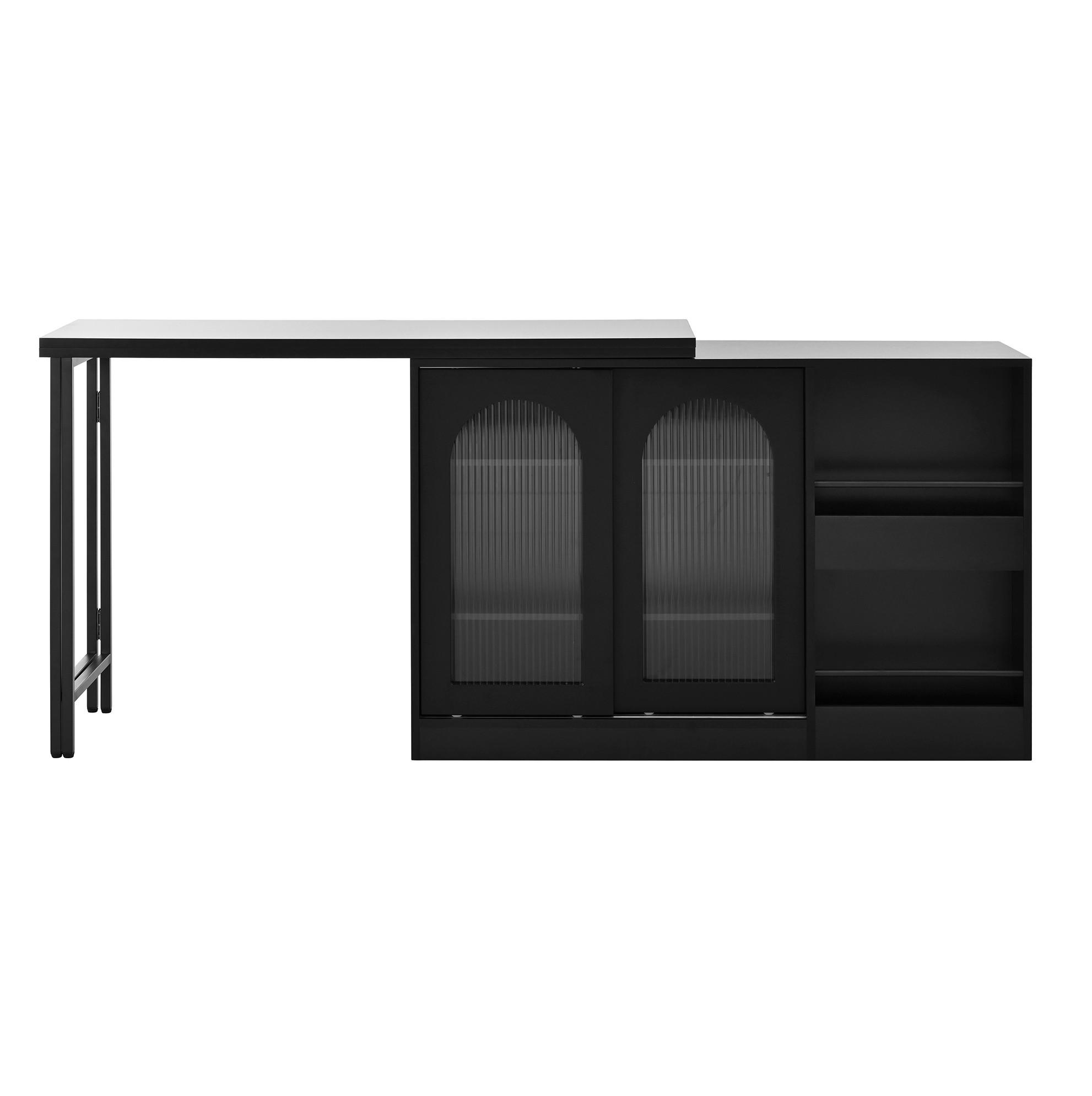 BAROVÝ stôl, 121,5/40/76,7 cm, MDF čierny, otočný a rozkladací s úložným priestorom - čierna, kompozitné drevo (121.5/40/76.7cm) - BEAOK