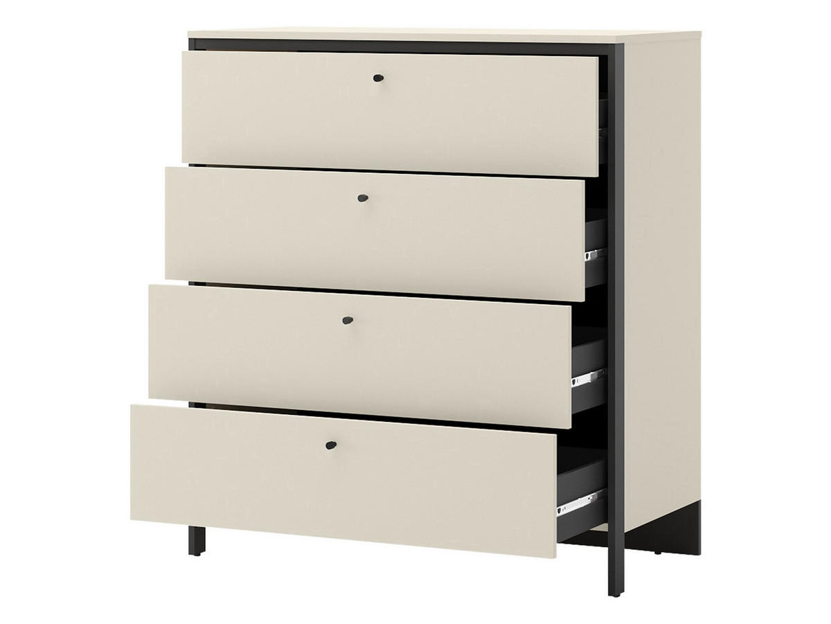 KOMMODE 4S Enna EN-03 - Sandfarben/Schwarz, Holzwerkstoff/Kunststoff (101/115/49cm) - MIRJAN24
