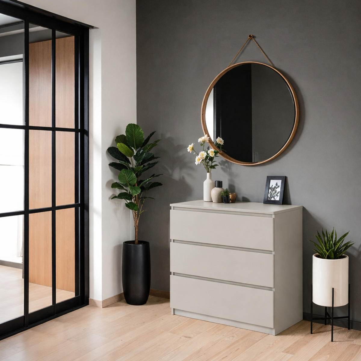 KOMMODE 3 Schubladen Kaschmir - Kaschmir, Holzwerkstoff (70/76/35cm) - EMIX24