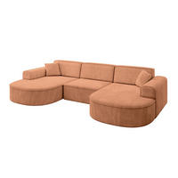 WOHNLANDSCHAFT MARI-U1 - 303x171x79 cm Orange Velours - Schwarz/Orange, Holzwerkstoff/Kunststoff (303/79/171cm) - ALTDECOR