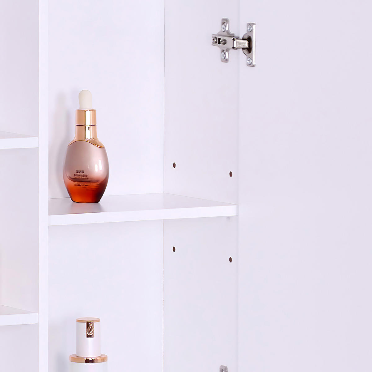 ZRKADLOVÁ skriňa - biela, kompozitné drevo/sklo (62/64/21cm) - Relaxdays