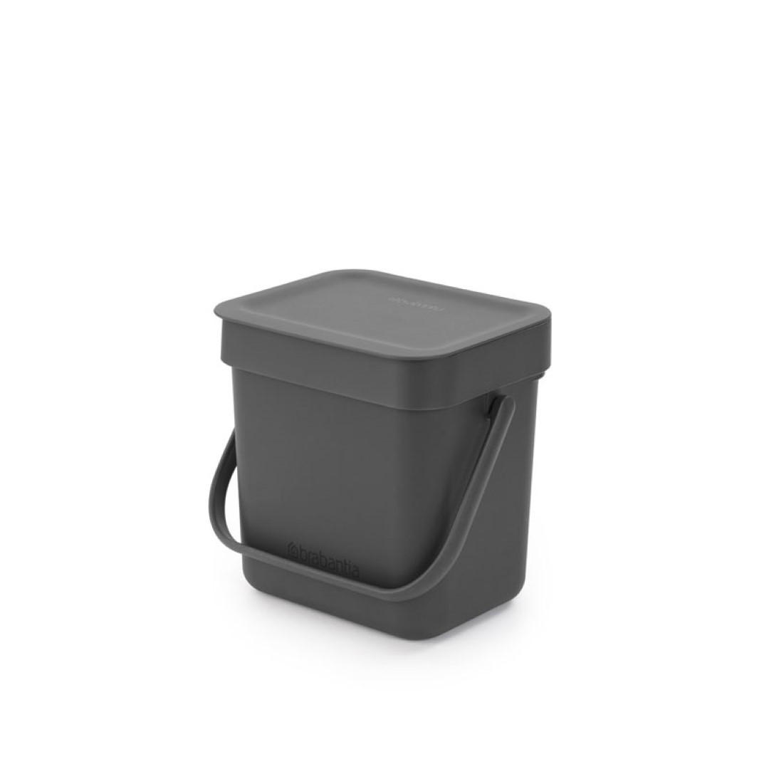 MÜLLEIMER Mit Stay Open Deckel 3 Liter 17,4 x 18,8 x 13,9 cm Kunststoff Dunkelgrau - Grau, Kunststoff (18.8/17.4/13.9cm) - PROREGAL
