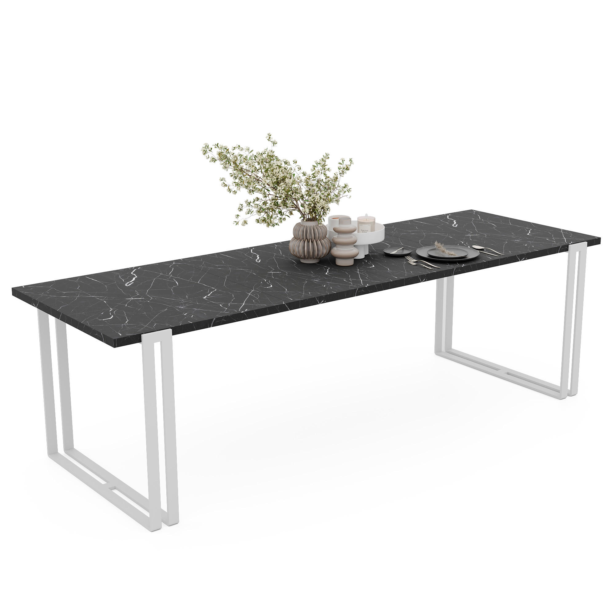 TISCH ausziehbar aus MDF, Schwarz - Schwarz/Weiß, Holzwerkstoff (140/80/76cm) - Idohome