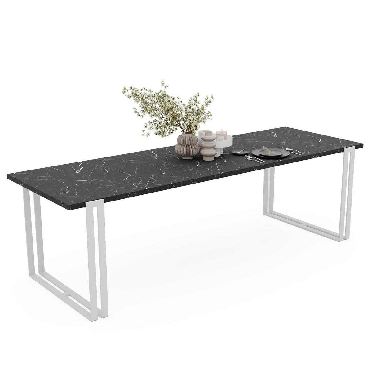 TISCH ausziehbar aus MDF, Schwarz - Schwarz/Weiß, Holzwerkstoff (120/80/76cm) - Idohome