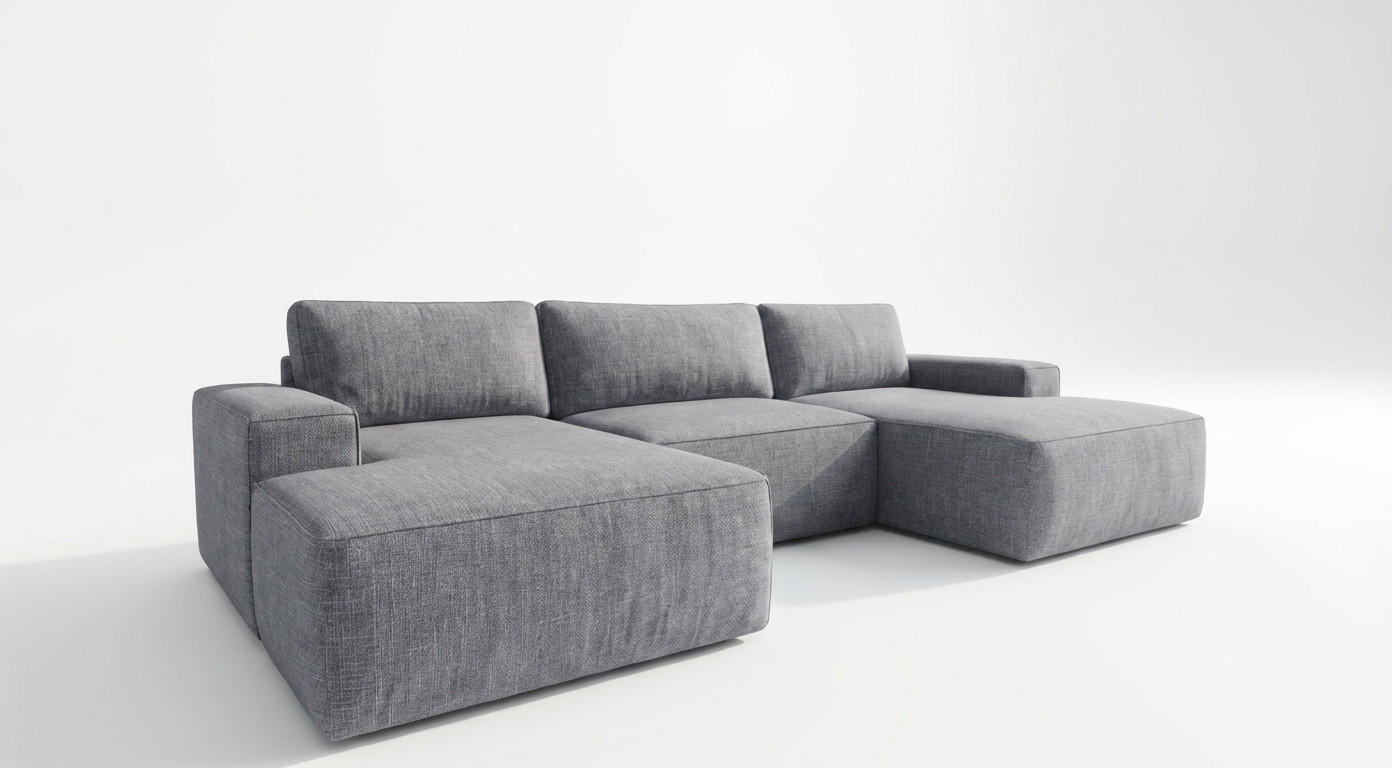 ECKSOFA EINAR 362 cm x 170 cm – Stoff: SAWANA Silber 21 Farbe: Grau - Grau, Textil (362/170cm) - A&J MöbelLand