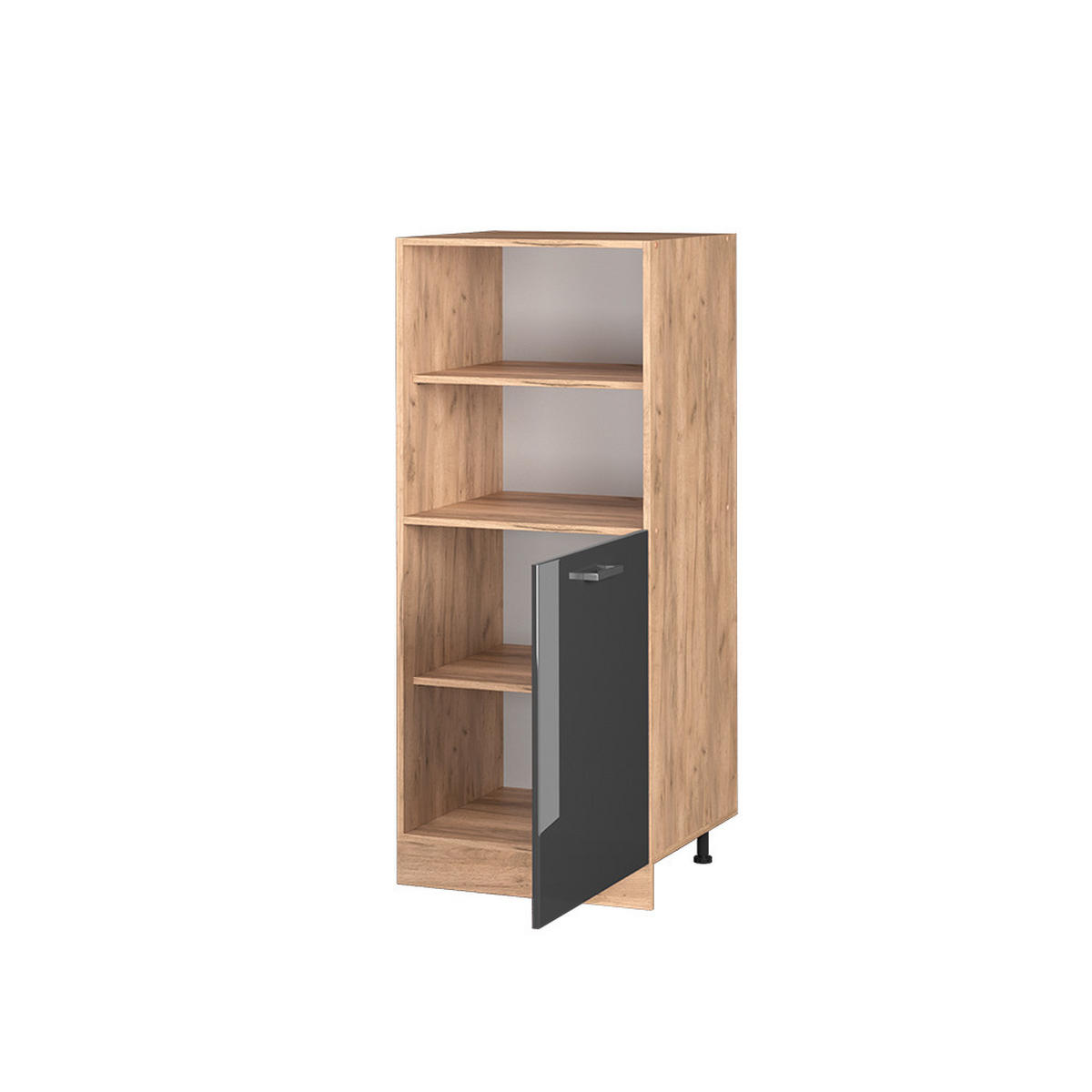 HERDUMBAUSCHRANK R-Line Anthrazit Hochglanz 60 cm - Honigeiche/Schwarz Hochglanz, Holzwerkstoff (60/143/57cm) - Vicco