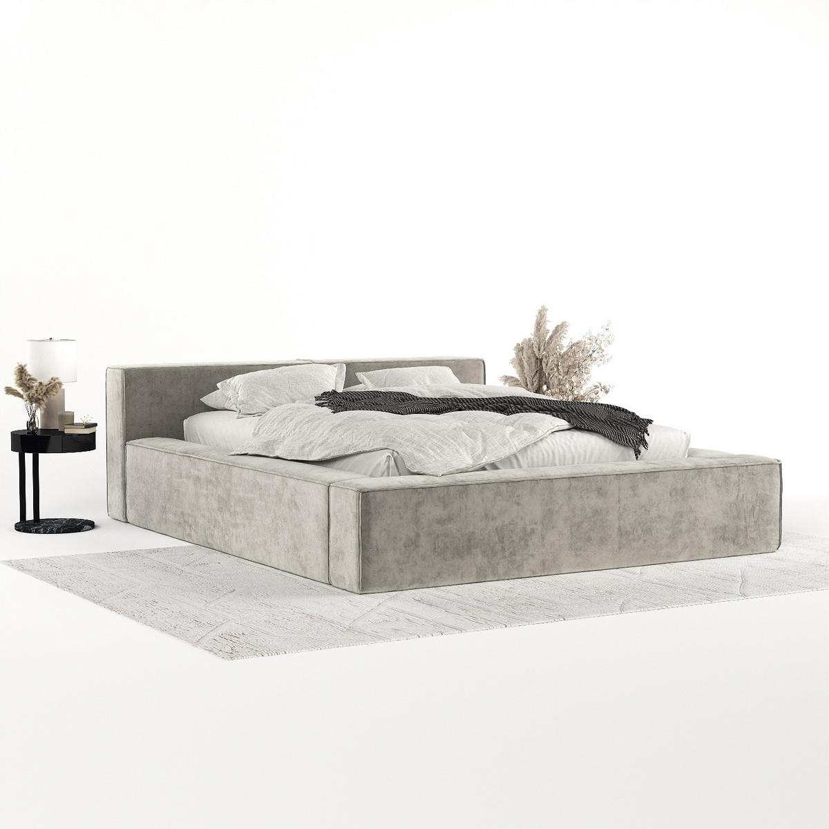 POLSTERBETT Casto mit Stauraum 160/200 cm Beige im Terra NW Stoff - Beige/Schwarz, Holz/Holzwerkstoff (160/200cm) - AltaBeds