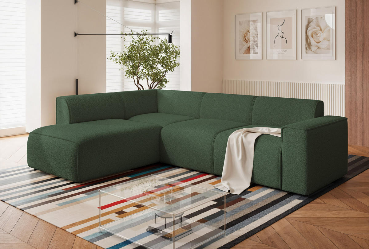 ECKSOFA ZAVO Feiner Mischstoff in Grün - Grün, Holzwerkstoff/Kunststoff (310/218cm) - Idohome