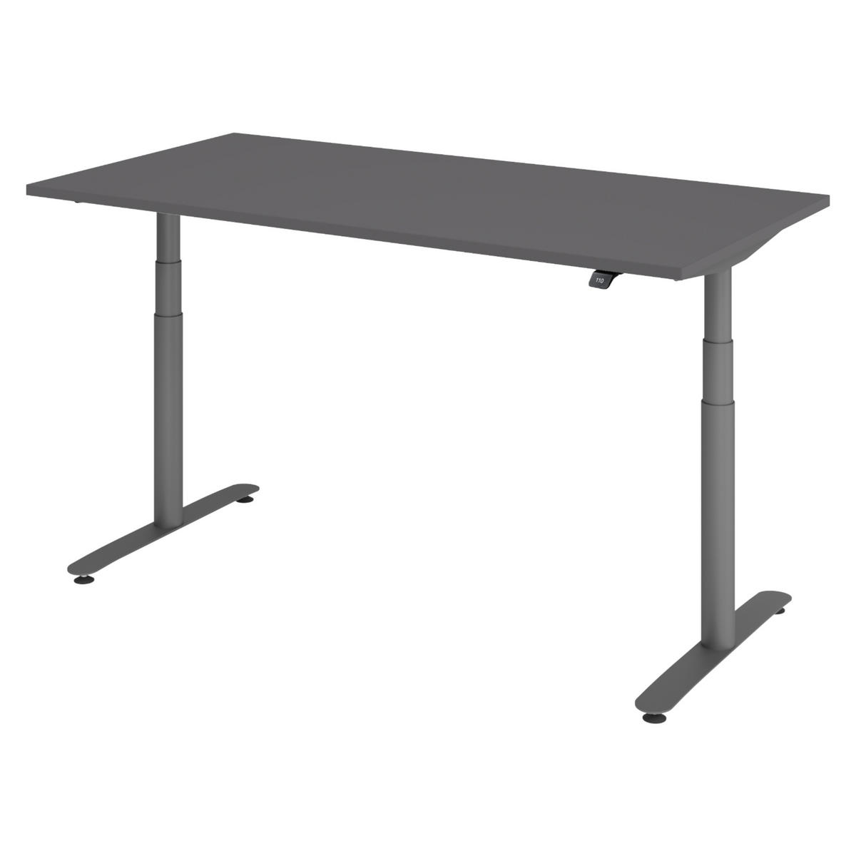 SCHREIBTISCH elektrisch Bluetooth & App XDLR 160/80/72 cm in Graphitfarben/Graphitfarben - Graphitfarben, Holzwerkstoff (160/80/72cm) - bümö