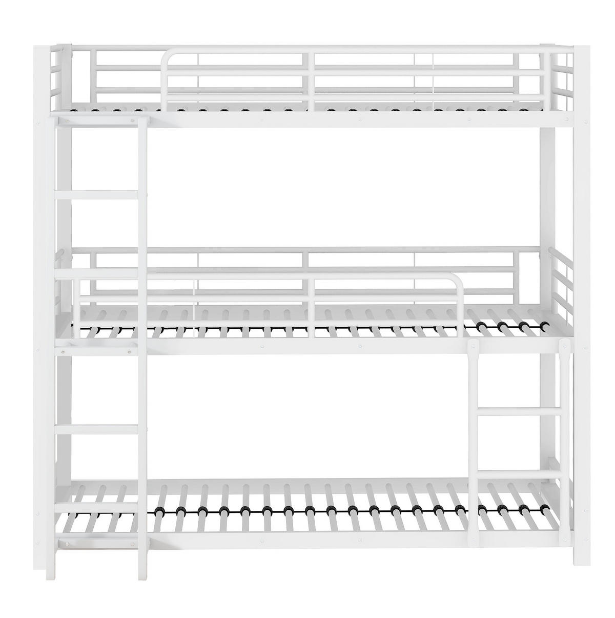 ETAGENBETT 90/200 cm aus Metall in Weiß, Dreifach-Design mit Leiter - Weiß, Metall (90/200cm) - Flora Grace