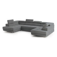 ROHOVÁ SEDAČKA RAGGIO šedá - šedá/stříbrná, kov/dřevo (336/202cm) - MASSENO