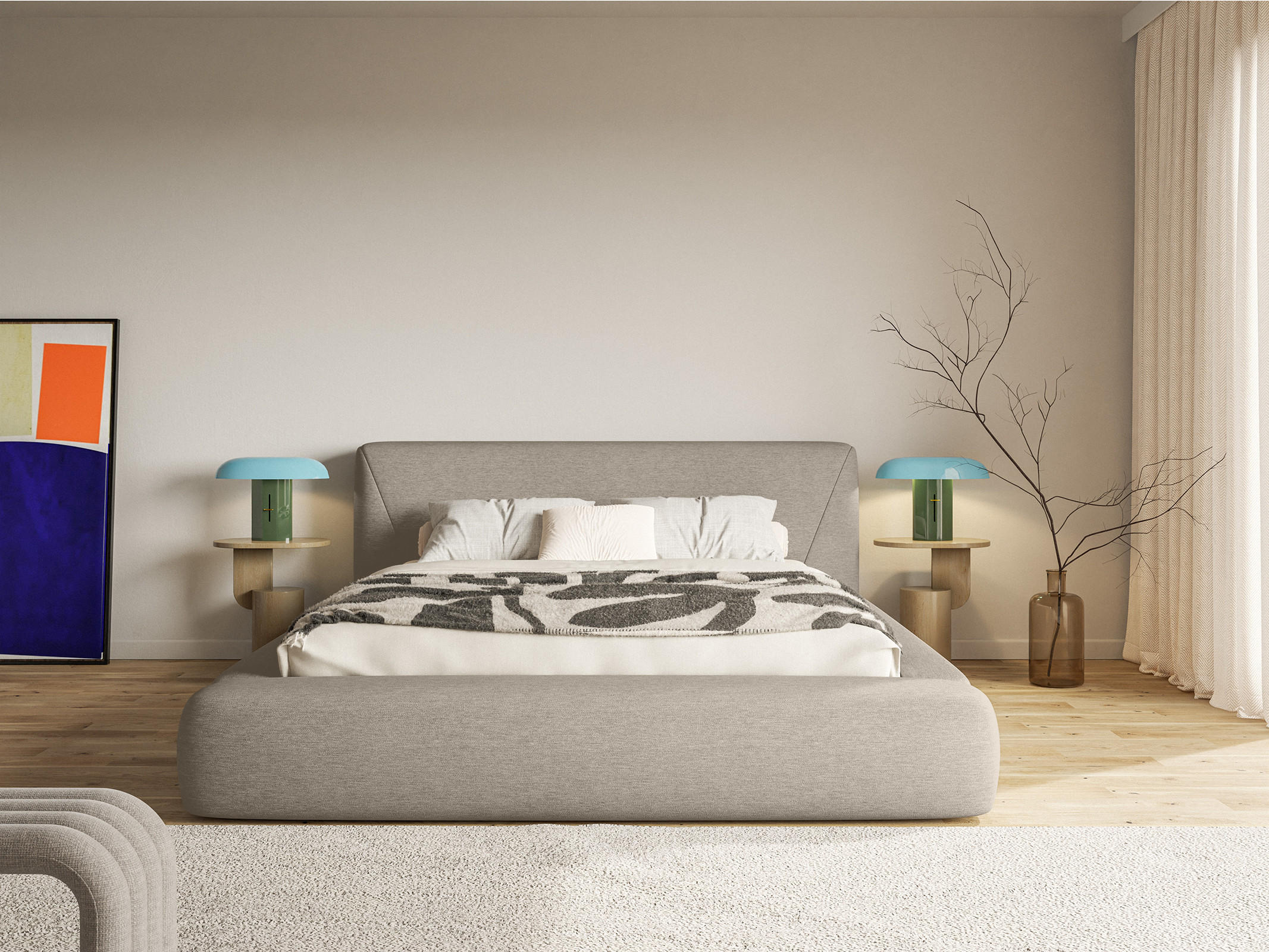 POLSTERBETT Vemmo 120x200 cm, Taupe - Taupe, Textil (120/200cm) - Fedve