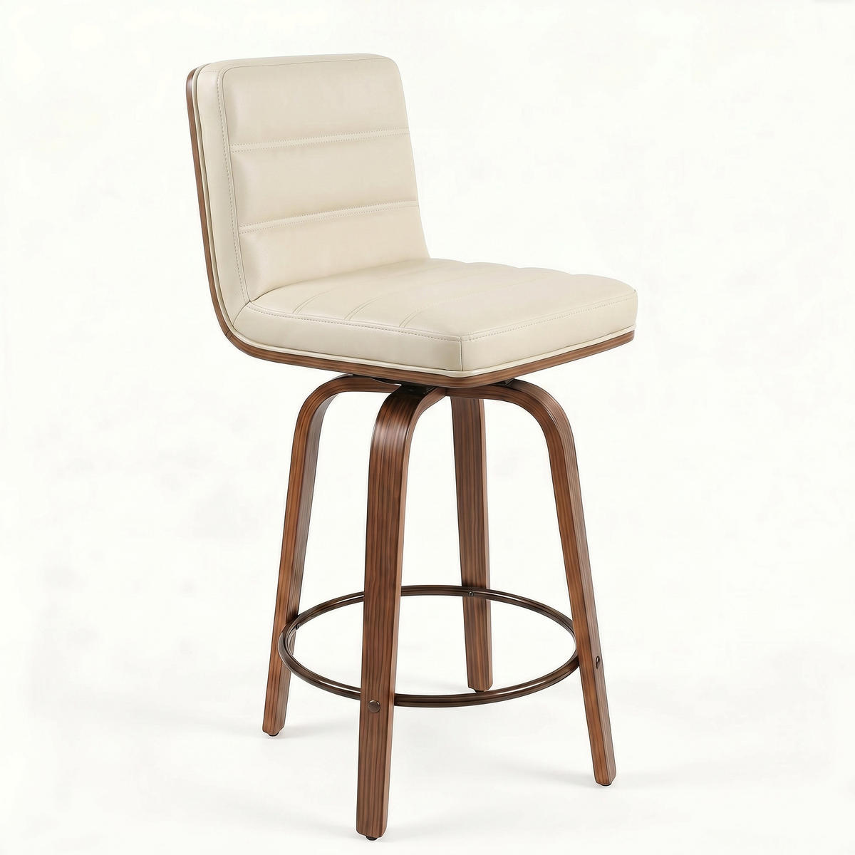 BARHOCKER DE-36437 mit geschwungenen Holzbeinen Creme - Creme, Holz (48/90/40cm) - ComfortXL