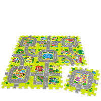 SPIELMATTE STRASSE- 90/90/1 cm Puzzlematte Grün - Multicolor, Kunststoff (30/30cm) - Littletom
