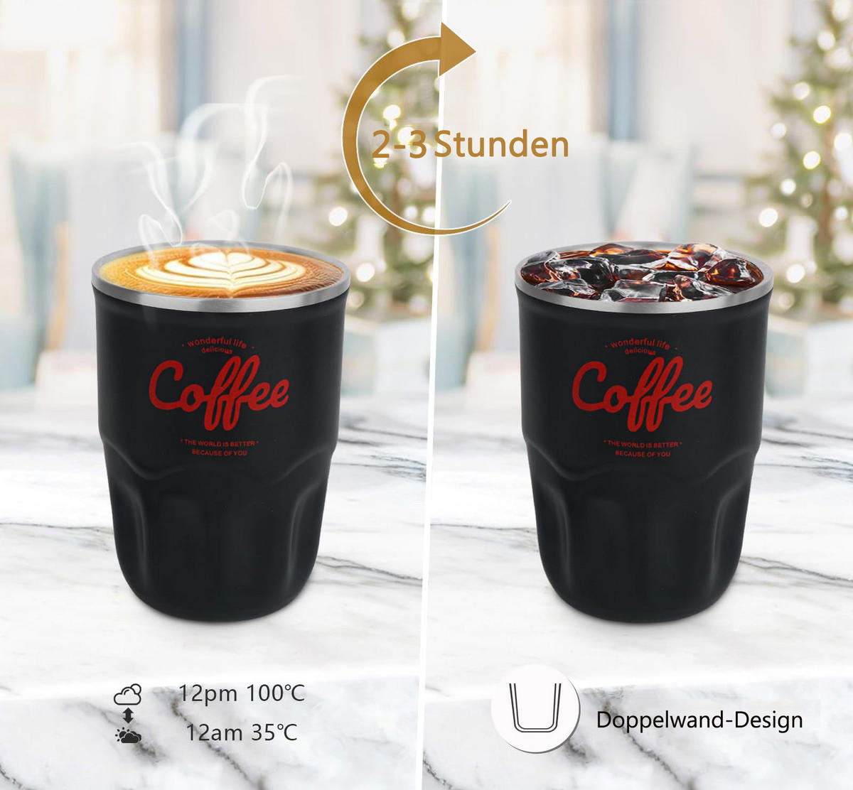 THERMOBECHER Schwarz 0.36L - Schwarz, Kunststoff (0.36L) - Kaket