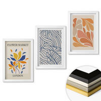 WANDBILDER 3er-Set - 20x30 cm Weißer Rahmen - Moderne abstrakte Blumen - Weiß, Kunststoff (20/30cm) - ArtPrintCave