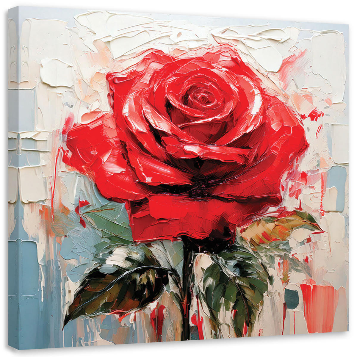 LEINWANDBILD Rosa Rote Blumen 50x50cm - Rot, Textil (50/50cm) - Feeby